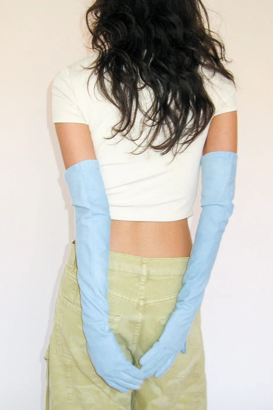 Moonlight Gloves in Distressed Cyan Lambskin