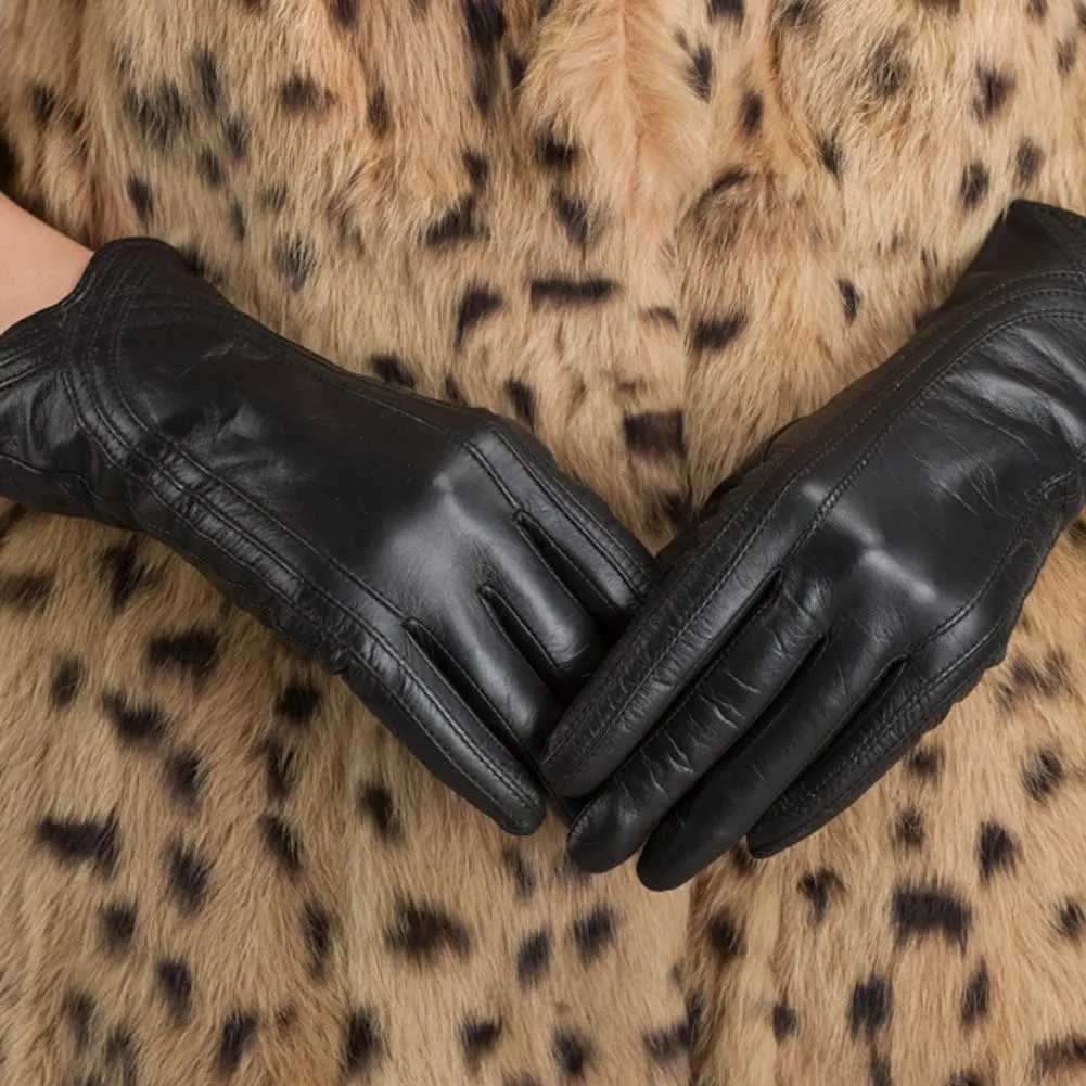 Nappaglo Nappa Leather Gloves Warm Handmade Curve Lambskin for Women