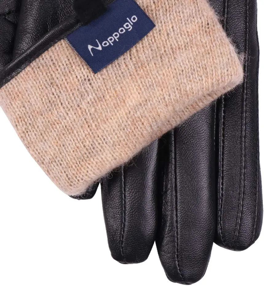 Nappaglo Nappa Leather Gloves Warm Handmade Curve Lambskin for Women