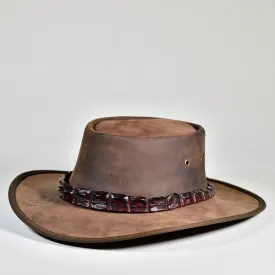 NT Outback Leather Hat w/ Crocodile Leather Hatband
