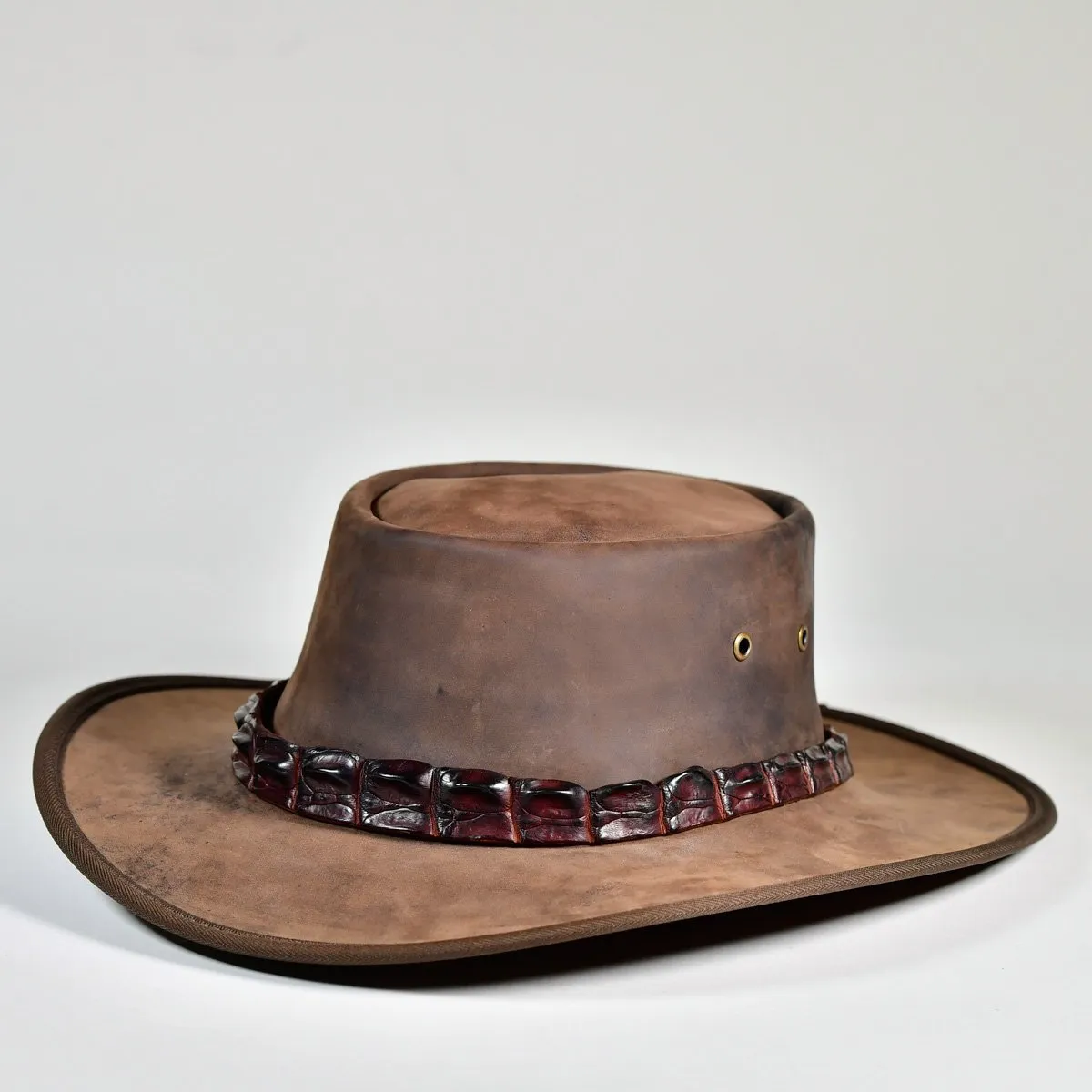 NT Outback Leather Hat w/ Crocodile Leather Hatband