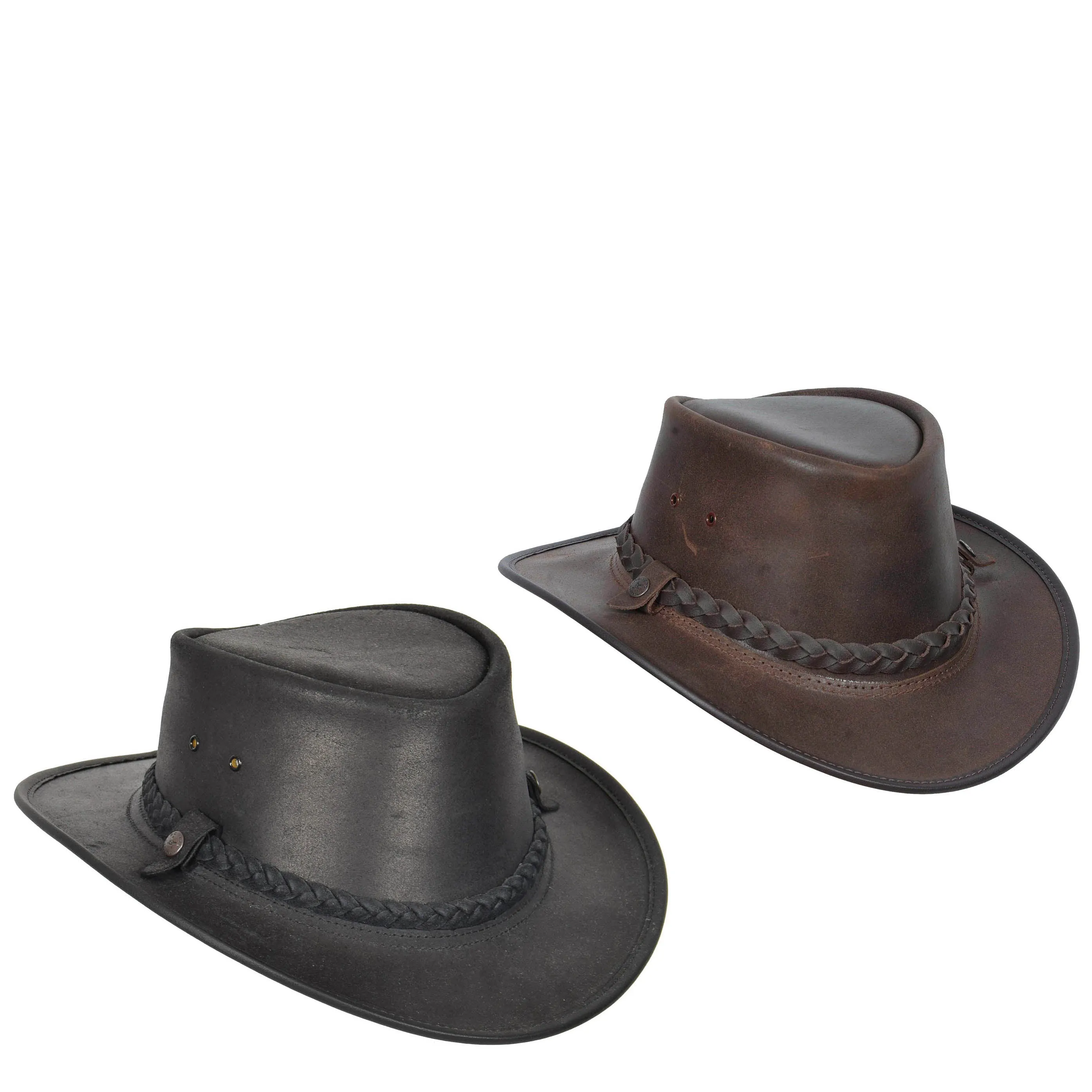 Original Australian Bush Hat Real Leather Cowboy Black