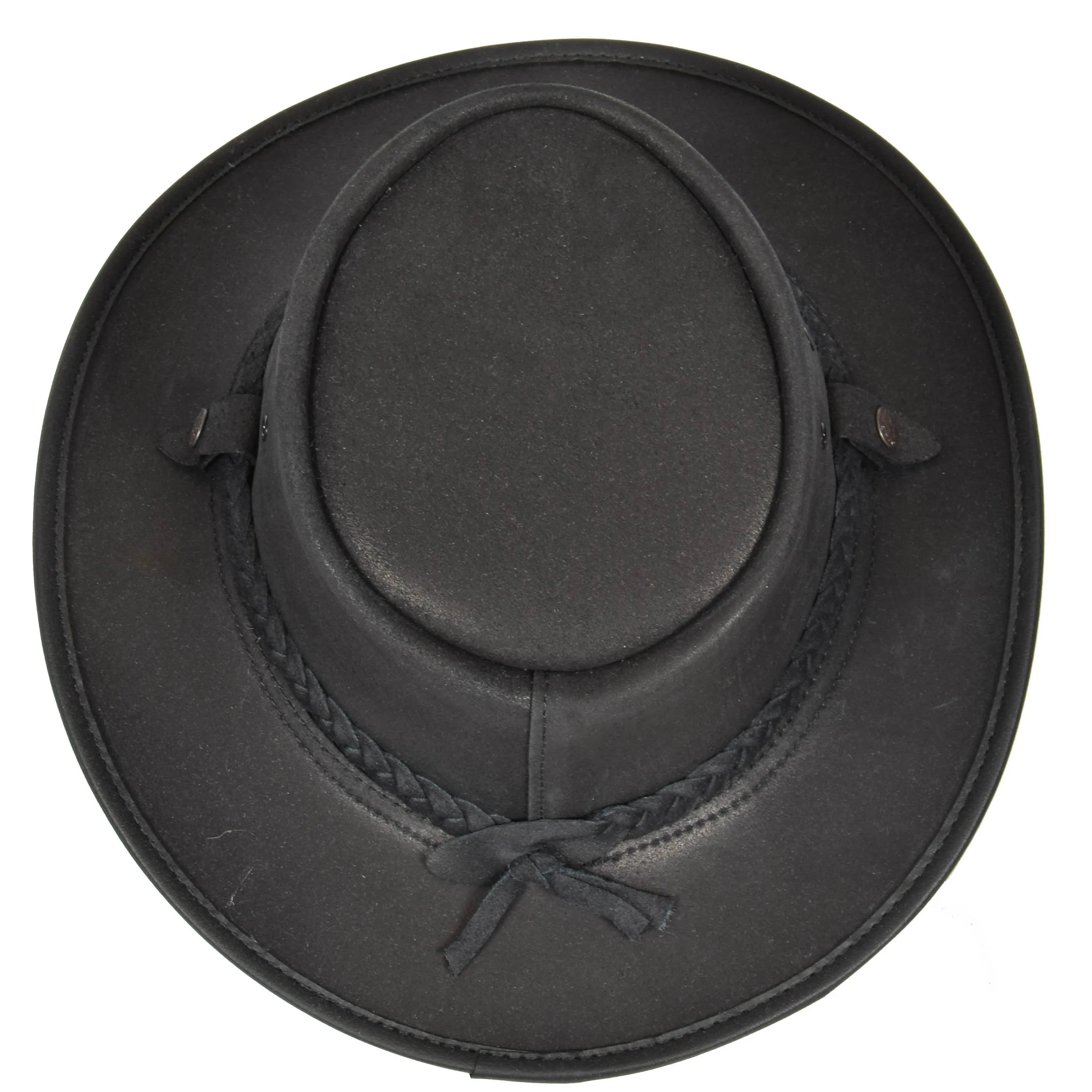 Original Australian Bush Hat Real Leather Cowboy Black