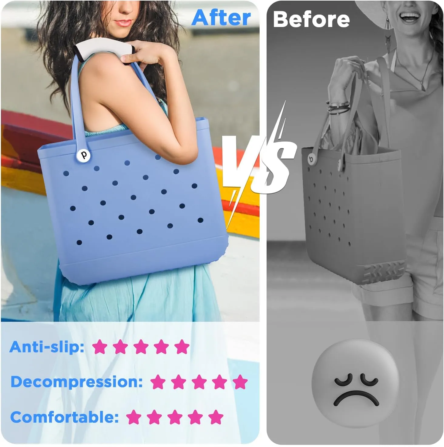 OUTXE Strap Wrap for Bogg Bag, Adjustable Crossbody Shoulder Long Straps for XL Medium Bog Beach Rubber Tote Bag Accessories
