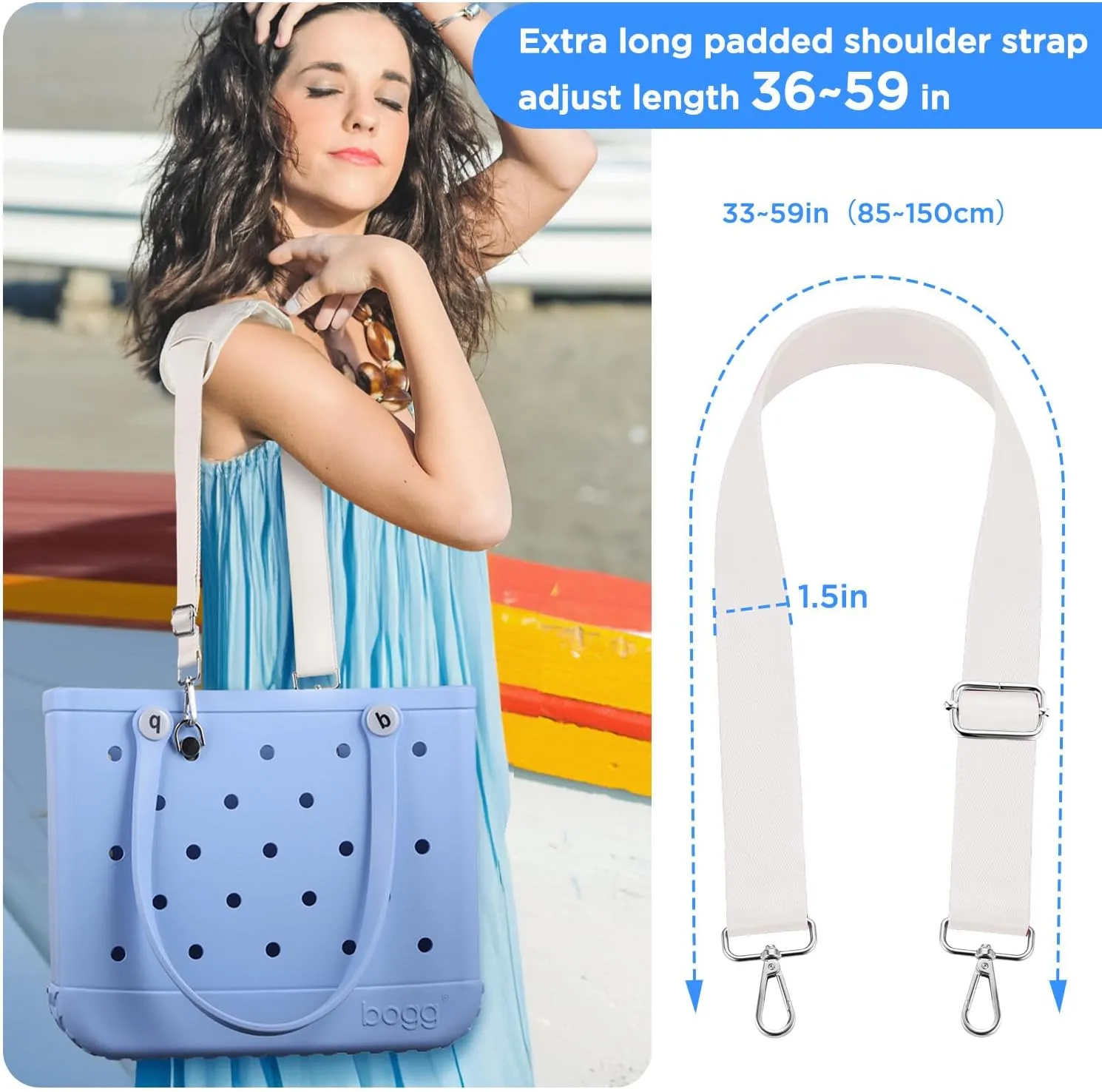 OUTXE Strap Wrap for Bogg Bag, Adjustable Crossbody Shoulder Long Straps for XL Medium Bog Beach Rubber Tote Bag Accessories