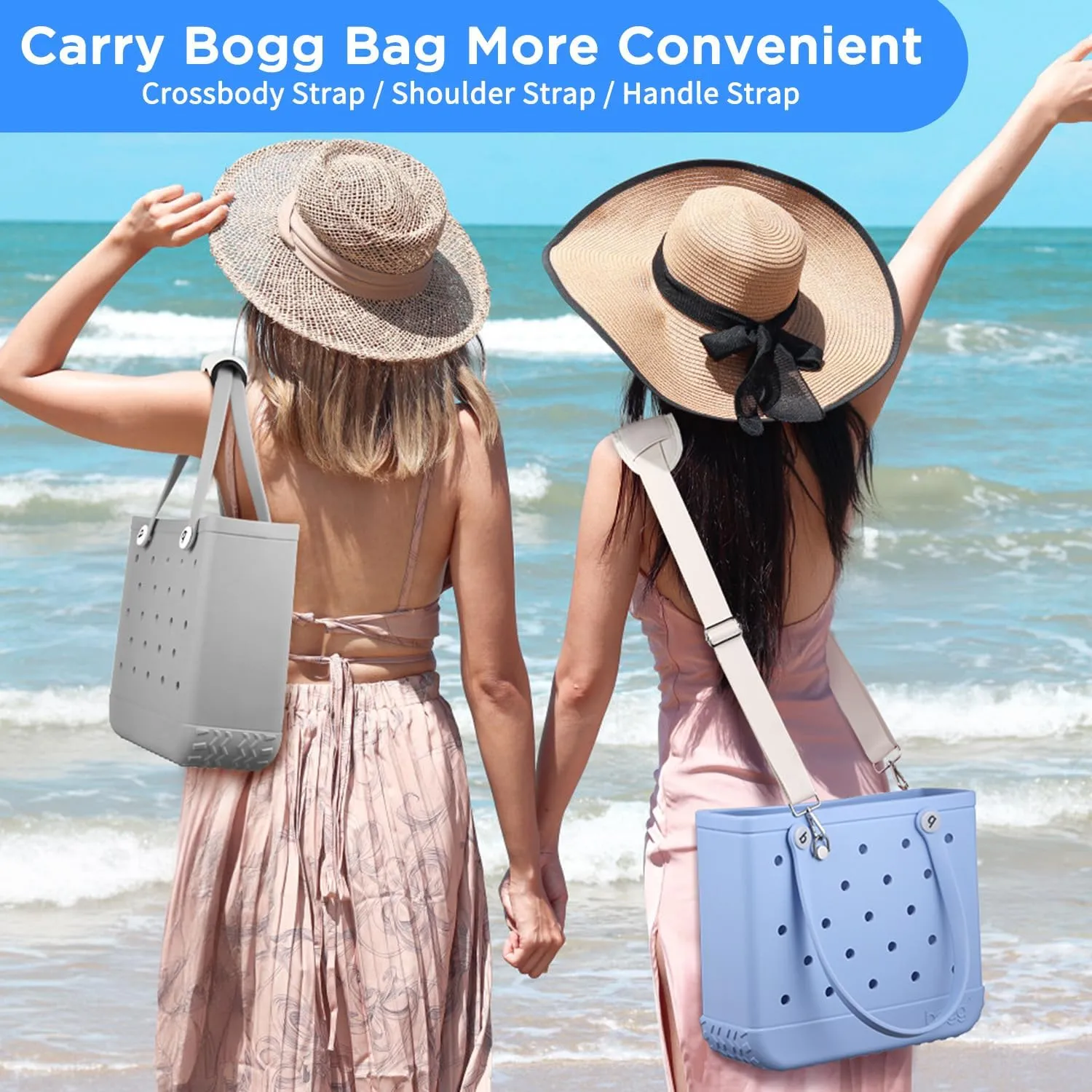OUTXE Strap Wrap for Bogg Bag, Adjustable Crossbody Shoulder Long Straps for XL Medium Bog Beach Rubber Tote Bag Accessories