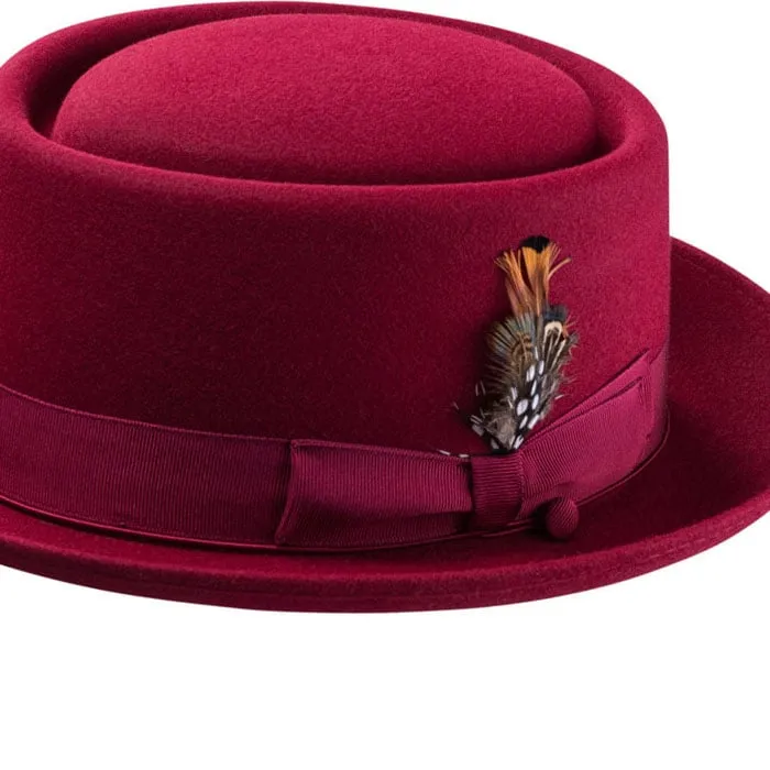 Porkpie Oak Hat-Burgundy