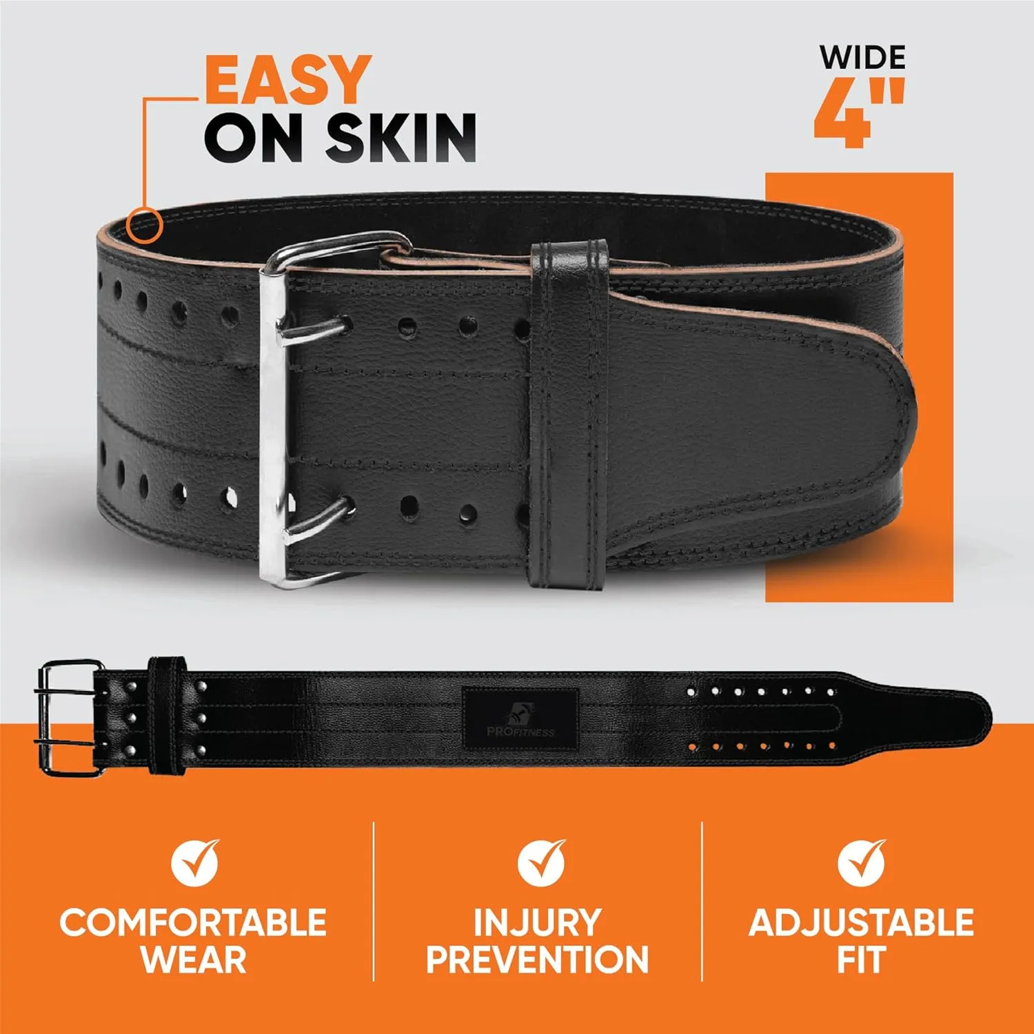 ProFitness Weight Lifting Belt - Premium 4" Wide Functional Fitness Belt for Men & Women - Squat & Deadlift Support