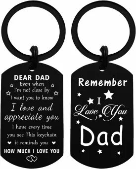 Resdink Fathers Day Dad Gifts from Daughter Son- Remember I Love You Dad Gift, Personalized Father's Day Birthday Keychain