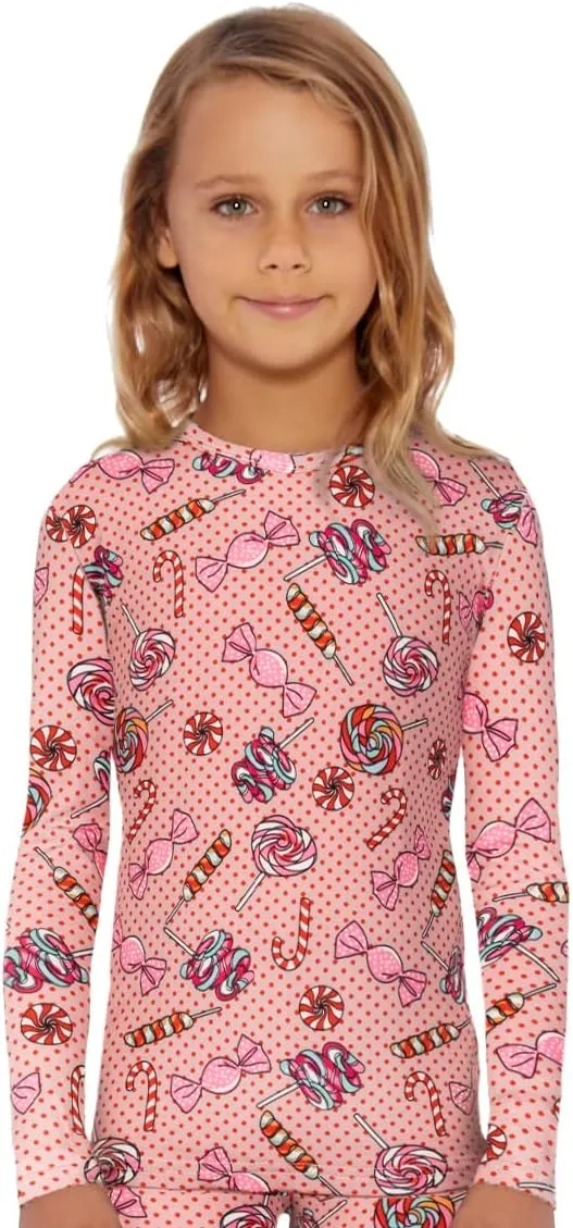 Rocky Girl's Thermal Tops Long Johns Fleece Lined Base Layer Shirt, Insulated for Outdoor Ski Warmth/Extreme Cold Pajamas