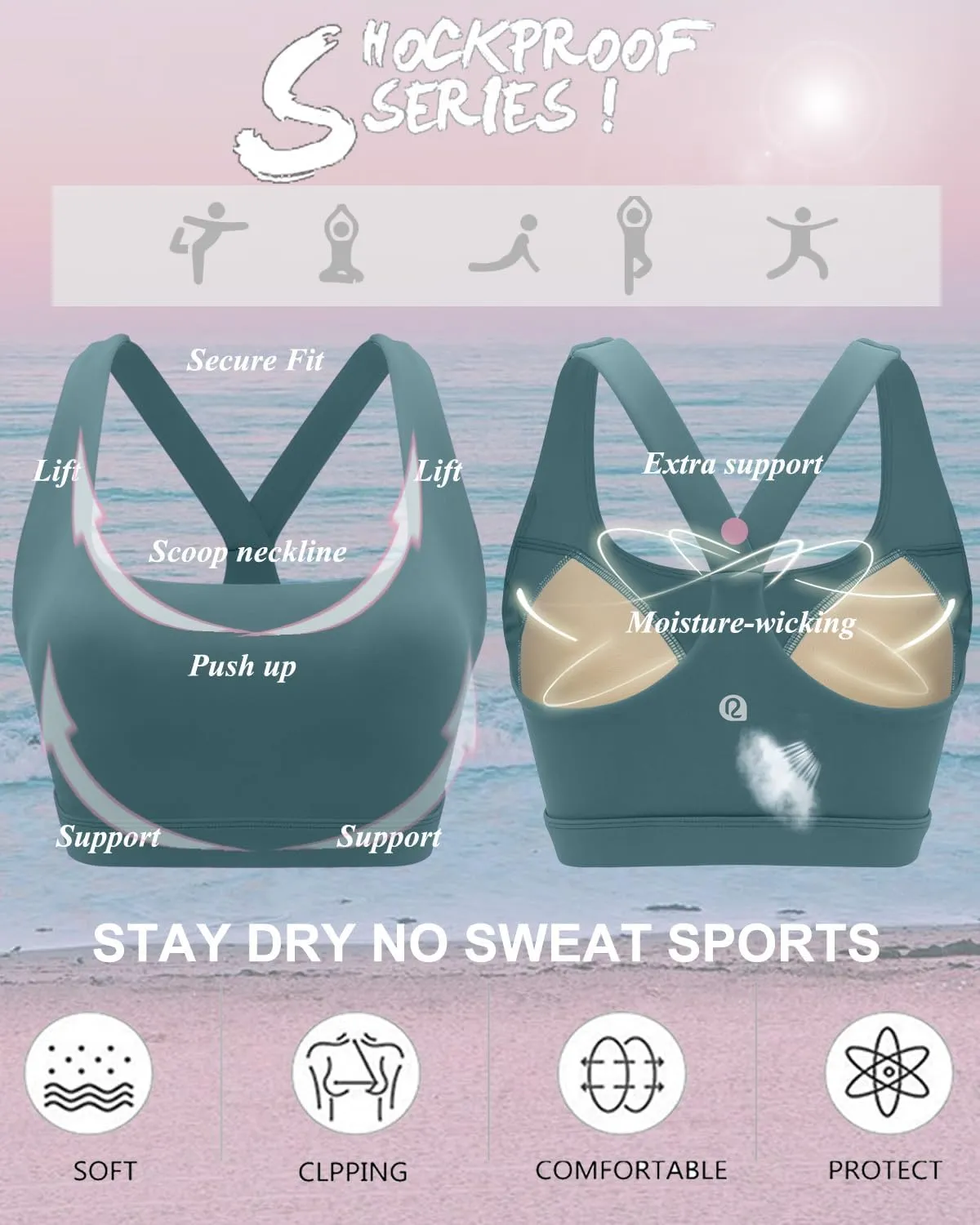 RUNNING GIRL High Impact Sports Bras for Women,Racerback Running Bra Workout Crop Tank Tops Longline Sports Bra Push up