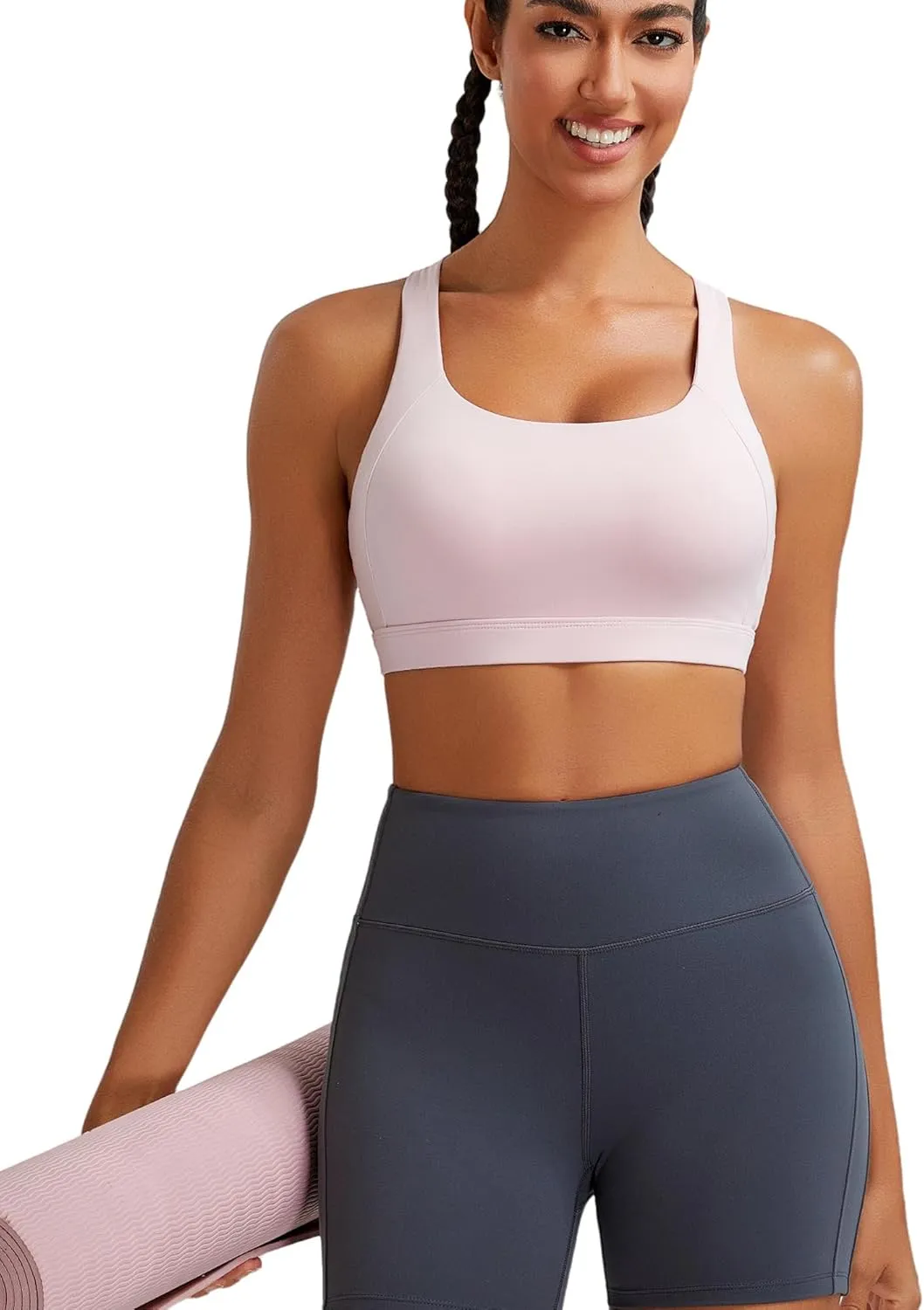 RUNNING GIRL Sports Bra for Women High Support, Criss-Cross Back Running Molded Cup High Impact Sports Bras for Women
