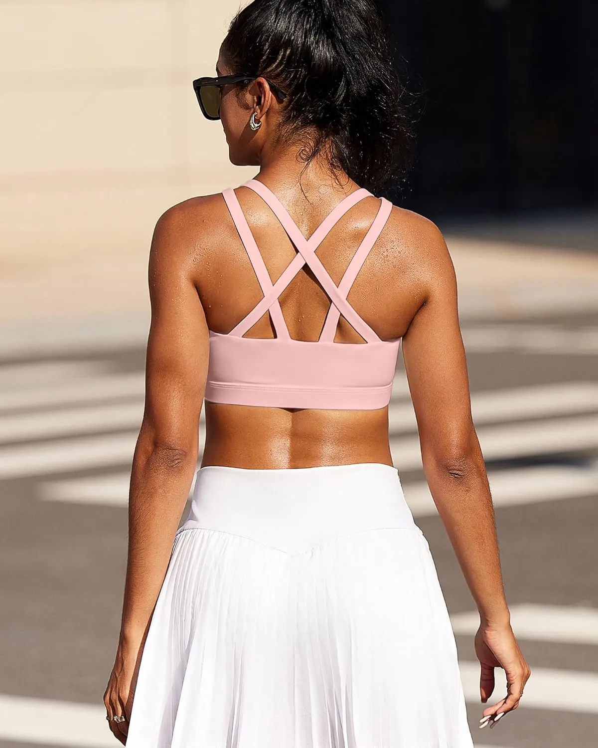 RUNNING GIRL Sports Bras for Women,Molded Cup Strappy Running High Support Sports Bras Workout Yoga Bra