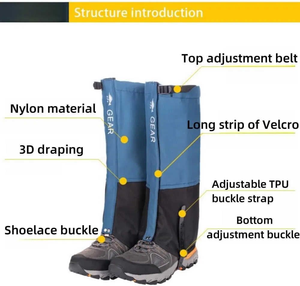 Shoe Covers,Leg Hiking Gaiters,Snow Boot Gaiters,Waterproof,Lightweight and Adjustable,Available in All Seasons for Men and Women Hiking, Hunting, Skiing, Mountaineering,etc.