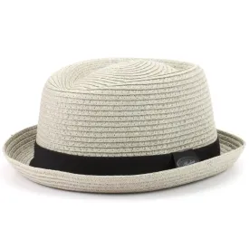Straw Paper Pork Pie Hat - Light Grey