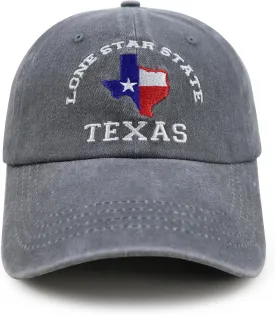 Texas Flag Hats for Men Women,Funny Adjustable Cotton Embroidered Lone Star State Baseball Cap