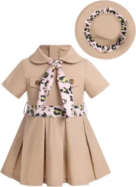 Toddler Baby Girl Birthday Outfit Dress   Hat   Leopard Print Tie Cake Smash Photo Shoot Summer Clothes