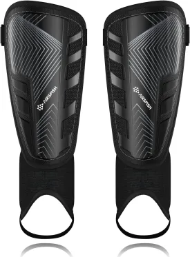 Upgraded Soccer Shin Guards for Kids Youth Adults, CE Certified AirsFish Shin Guard Sleeves Protection Gear for Boys Girls Soccer Games EVA Cushion Reduce Shocks and Injuries
