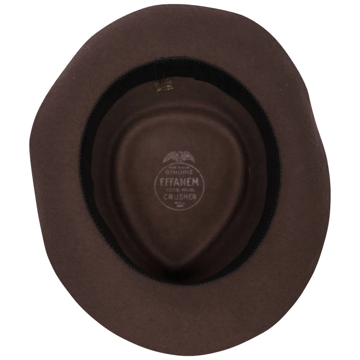 Vintage Effanem Crusher Fedora Brown Wool Felt 7 3/8 Large