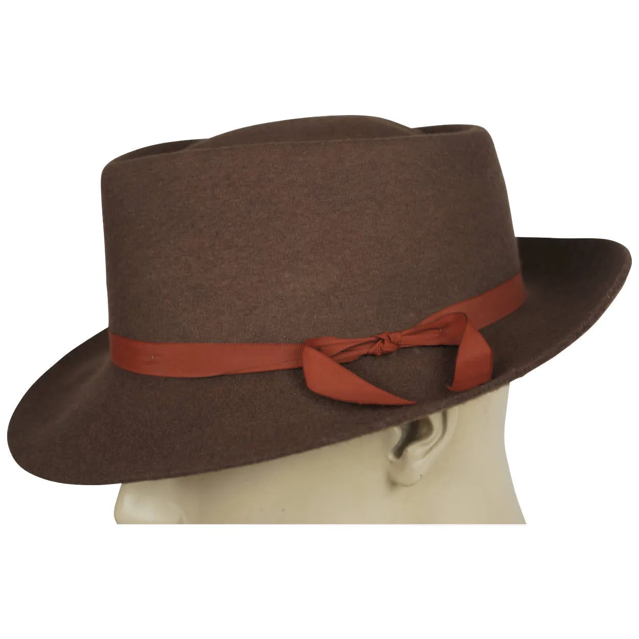 Vintage Effanem Crusher Fedora Brown Wool Felt 7 3/8 Large