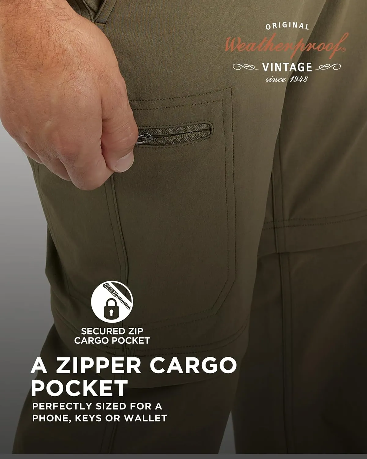 Weatherproof Vintage Mens Convertible Pants - Hiking Pants for Mens with Zip-Off to Short | Mens Utility Hiking Travel Pants