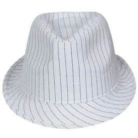 White Pinstripe Fedora Hat