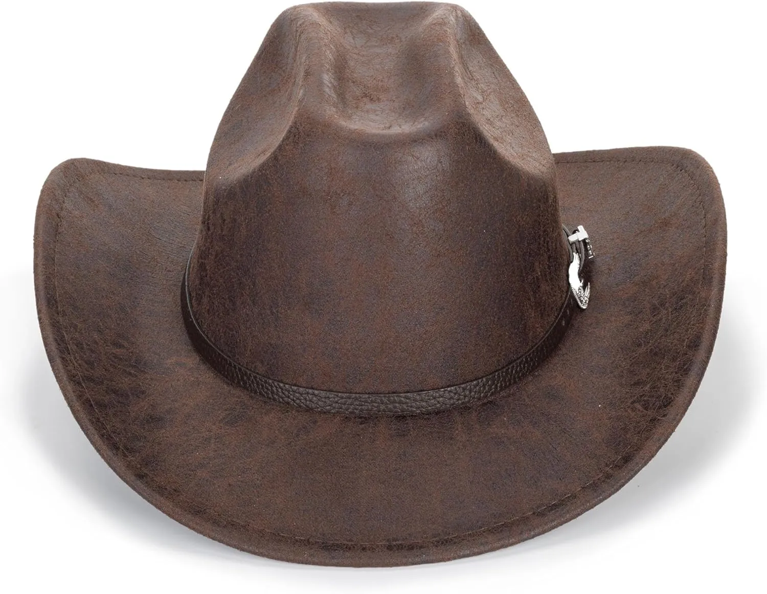 Women-Men Classic-Western Cowboy-Hat - Wide-Brim Pu Leather Cowgirl Cap Fedora Hats with Buckle Outback for Outdoor (22")
