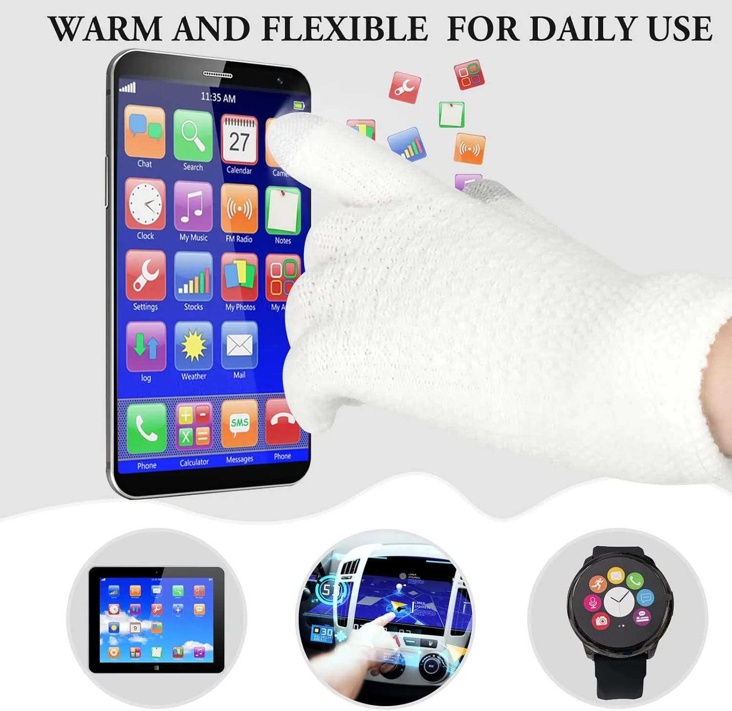 Women Winter Hat Gloves Scarf Set Beanie Warm Fleece Scarves Touchscreen Glove 3 in 1