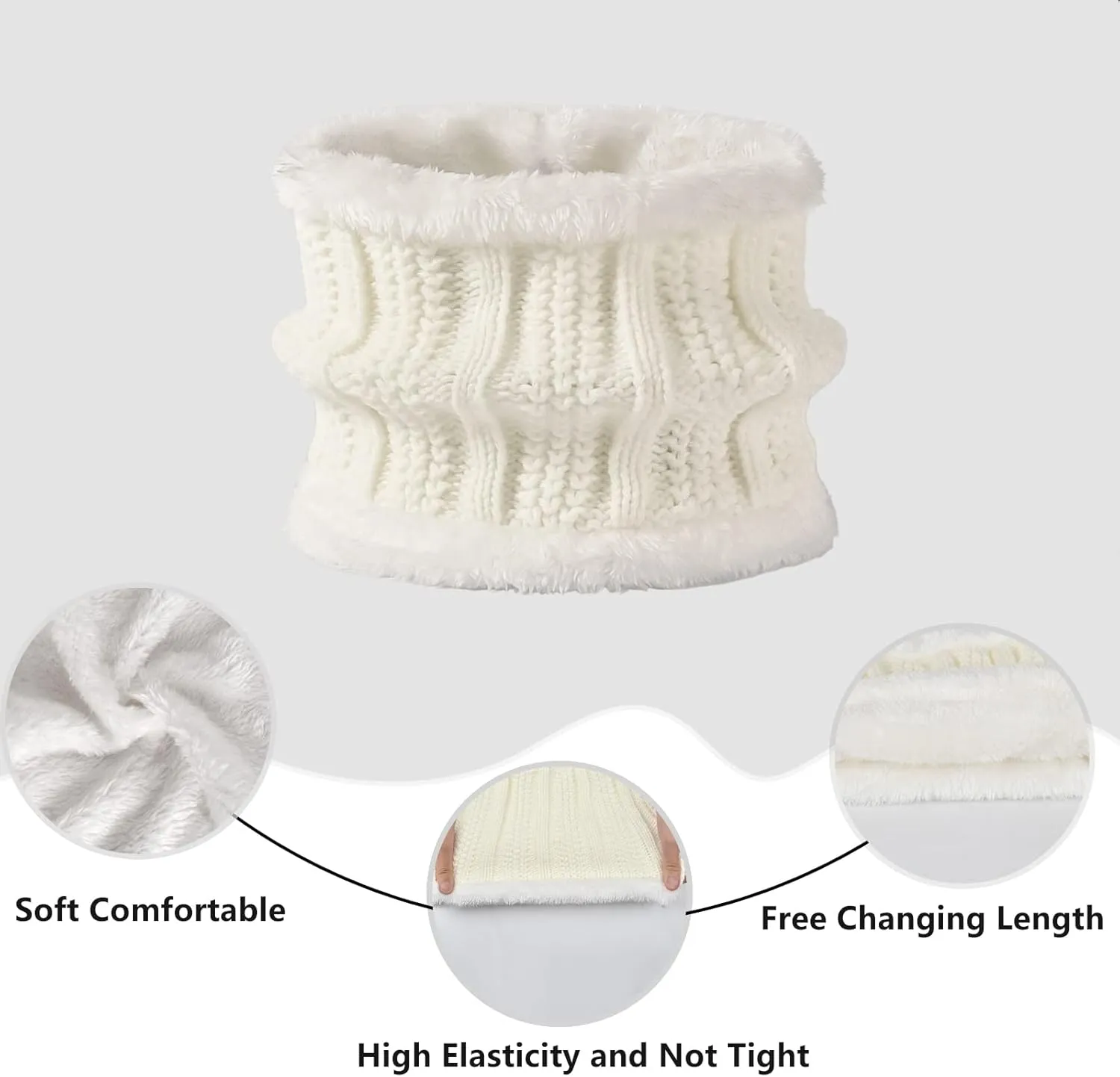 Women Winter Hat Gloves Scarf Set Beanie Warm Fleece Scarves Touchscreen Glove 3 in 1