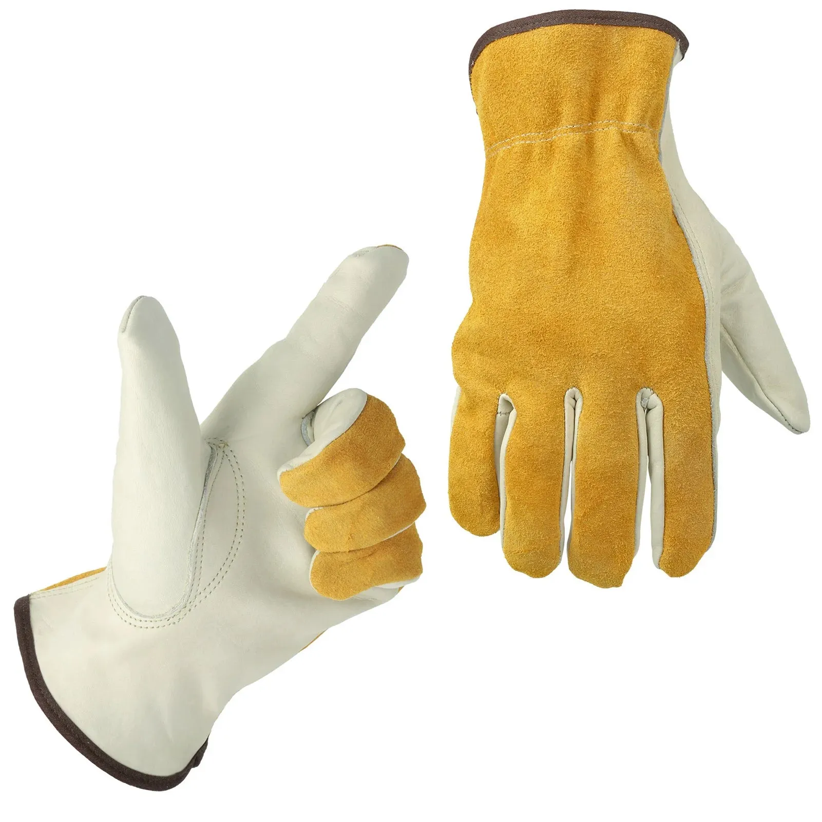 Work Gloves Cowhide Leather Men Working Welding Gloves Safety Protective