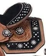 Youth Child Premium Leather Western Barrel Racing Trail Equestrian Pony Miniature Horse Saddle Tack   Headstall, Breast Collar, Reins & Saddle Pad Size 10 to 17
