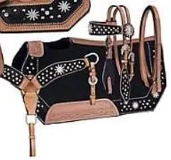Youth Child Premium Leather Western Barrel Racing Trail Equestrian Pony Miniature Horse Saddle Tack   Headstall, Breast Collar, Reins & Saddle Pad Size 10 to 17