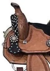 Youth Child Premium Leather Western Barrel Racing Trail Equestrian Pony Miniature Horse Saddle Tack   Headstall, Breast Collar, Reins & Saddle Pad Size 10 to 17